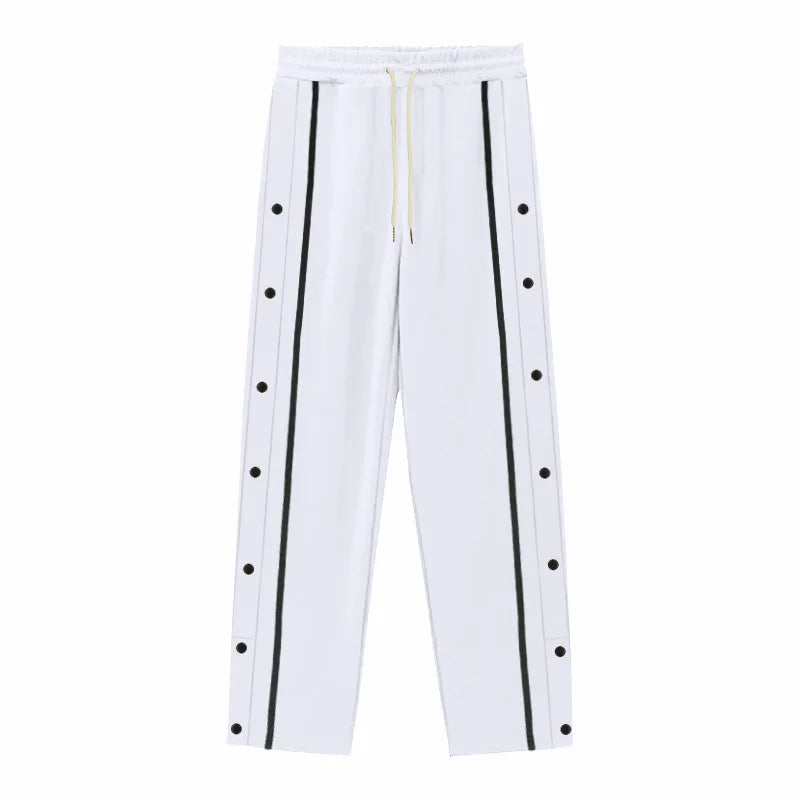 2024 Casual Sports Breasted Pants Men's Autumn New Button Loose Straight Drawstring Oversized Sweatpants Trousers Free shipping