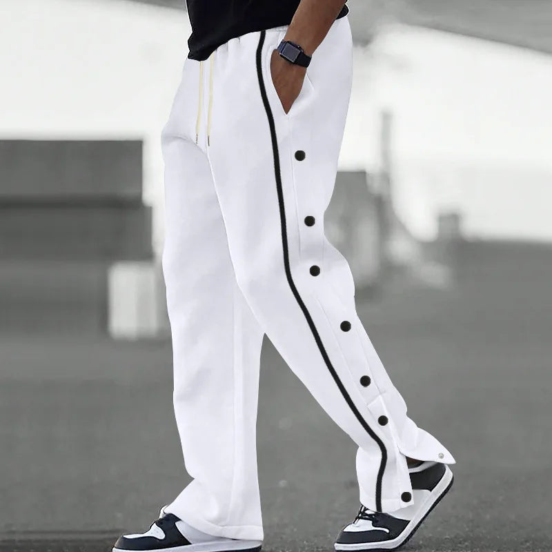 2024 Casual Sports Breasted Pants Men's Autumn New Button Loose Straight Drawstring Oversized Sweatpants Trousers Free shipping