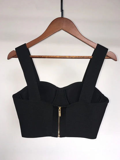 Women Summer Soild Sexy Strapless Backless Orange Black White Camis Bandage Tops 2023 Celebrity Designer Fashion High Street Top