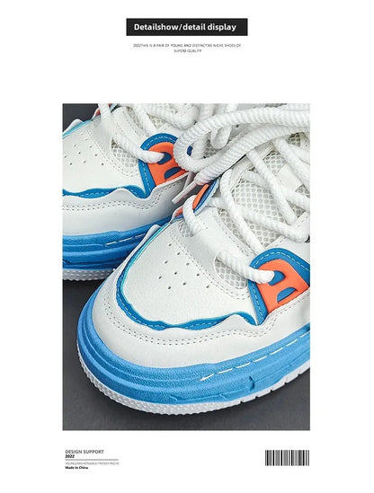 2023 Autumn New Niche Trendy Flat Board Shoes Korean Style Versatile Teenage Thick Bottomed Casual Sport Men's Shoes