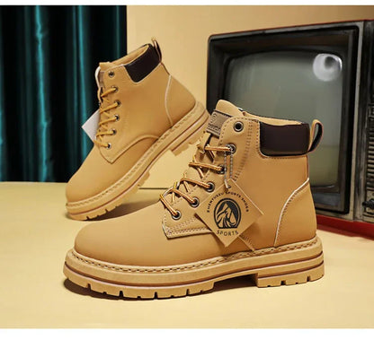 Men's Footwear Resistant Waterproof High-top Motorcycle Boots Soft Bottom Work Clothes Anti-slip Yellow Boots Men Cowboy Boots