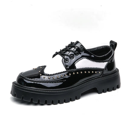 Men Casual Office Business Formal Oxford Thick Bottom Dress Shoes Men Gentleman Outdoor Patent Leather Wedding Shoes Fashion