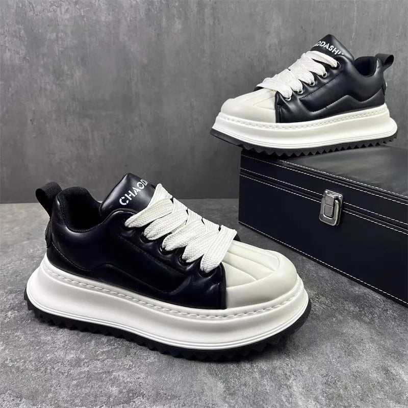 Men's Sneakers Chunky Sneaker 2025Fashion Designer Shoes Man Casual Leather Increased Internal Platform Board Shoes Outdoor Shoe