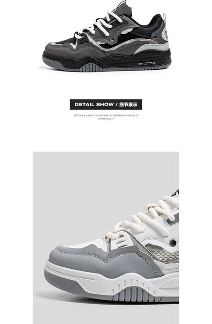 Men's Vulcanized Shoes Trendy Personalized Teenagers Casual Shoes Round Toe Lace-Up Plus Size Platform Shoes Men Shose For Sale