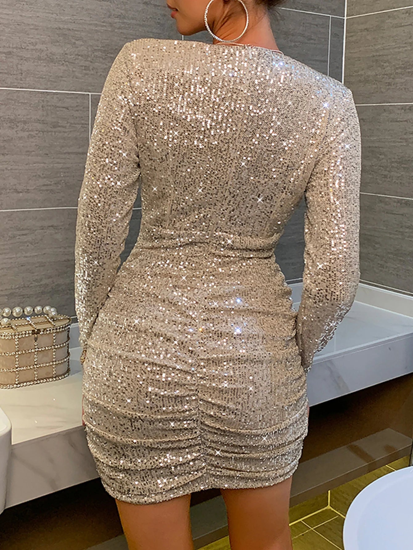 Sexy black corset sequin mini summer dress women elegant bodycon birthday party dress womens long sleeve evening dresses vestido