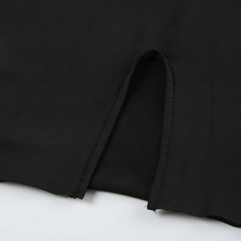 Fashion Autumn Dresses Women New Streetwear Long Sleeves Split Lace-up Mini Dress Black Sexy Backless Female Casual Slim Dresses