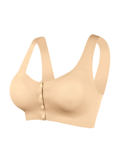 Front button underwear bra no underwire smooth breathable comfortable solid color gathering no trace invisible seamless@W13