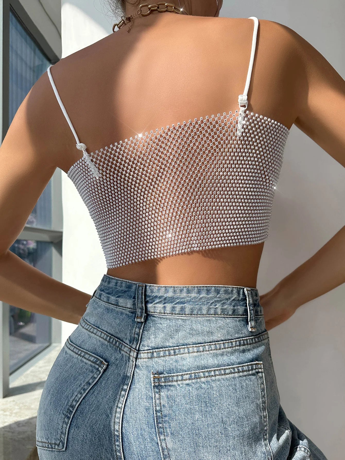 Sexy Fiing Net Bright Diamond Tube Top Strap Tight Body 8 Sparkling Fla S Summer New Arrival Women's Vest Strap