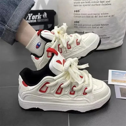 White Fashion Womens Sports Shoes Street Student Casual Platform Sneakers Running Harajuku Comfortable New Ladies Shoes
