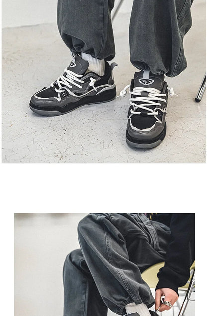 Men's Vulcanized Shoes Trendy Personalized Teenagers Casual Shoes Round Toe Lace-Up Plus Size Platform Shoes Men Shose For Sale