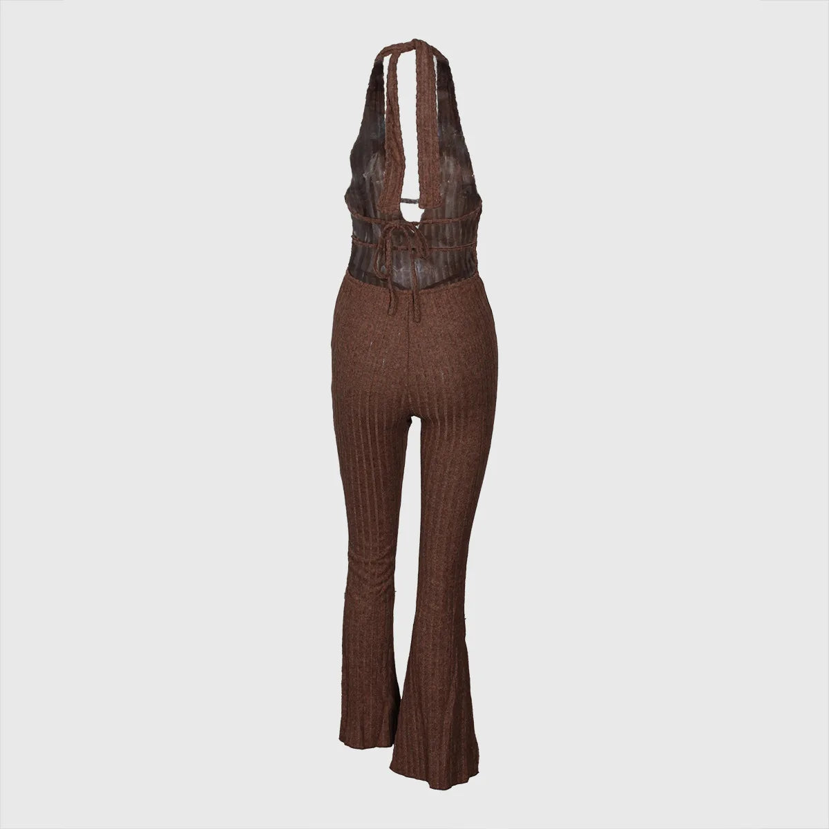 Weird Puss Backless Jumpsuit Women Low-Neck Sleeveless Skinny Stretch Halter Fitness Knit Clubwear Sexy Summer Trend Soft Outfit