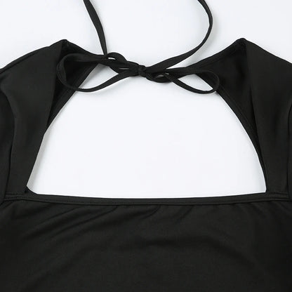 Fashion Autumn Dresses Women New Streetwear Long Sleeves Split Lace-up Mini Dress Black Sexy Backless Female Casual Slim Dresses