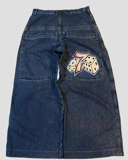 Harajuku Embroidered Baggy Jeans Men Women Hip Hop Vintage Black Wash Baggy Jeans Low Rise Wide Leg Pants American Y2K Clothes