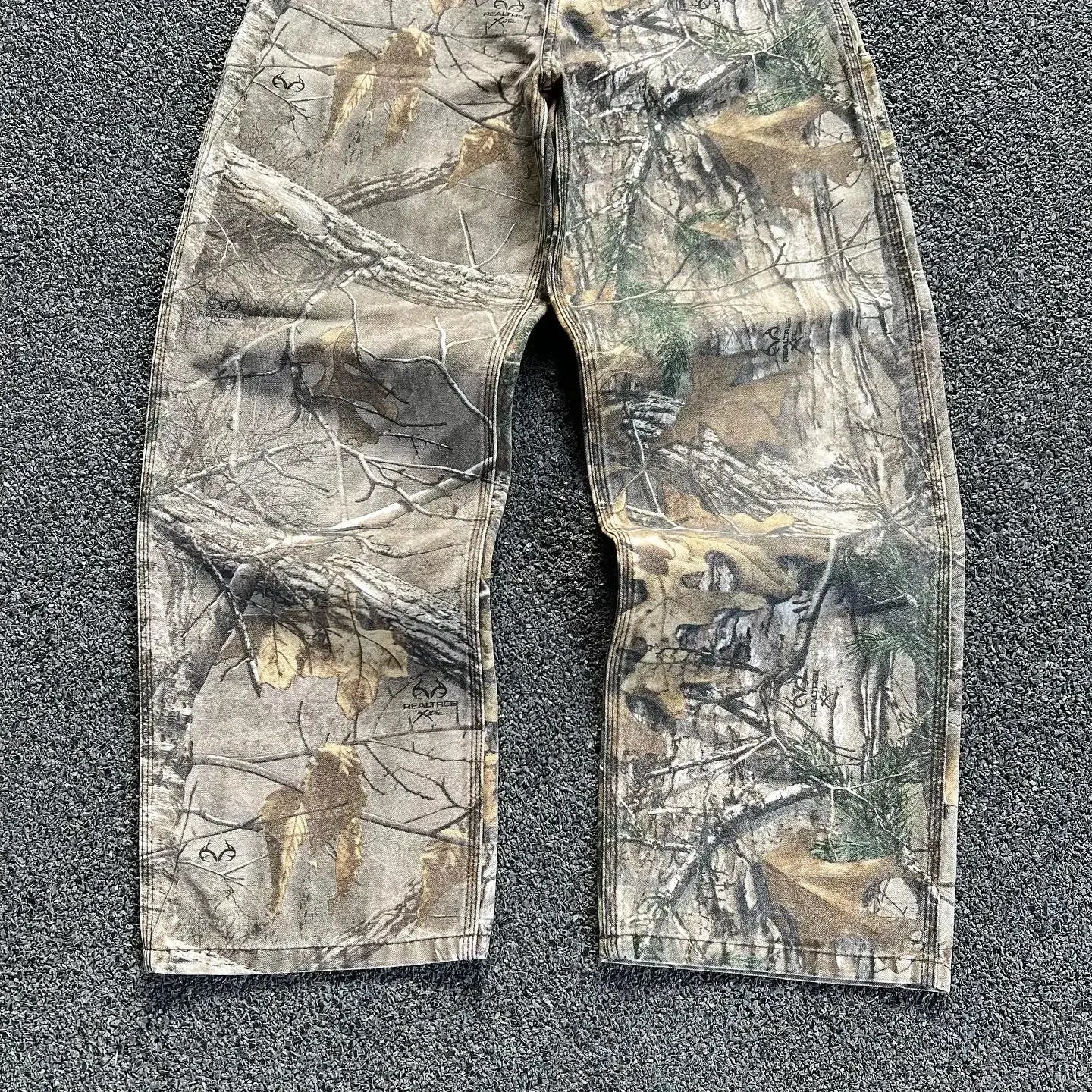 2000s American Vintage Jeans Leaf Print Jeans Oversized Hip Hop Men Women Goth Fashion Loose Casual Pants Streetwear