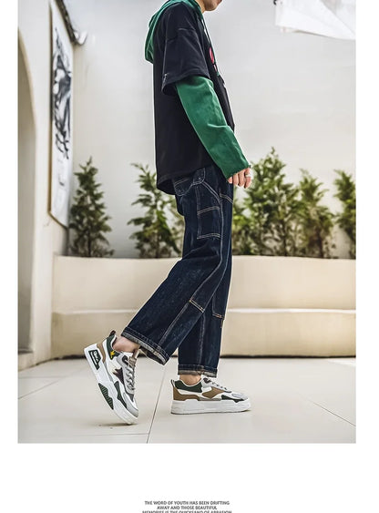 New Men's Leather Low-Top Fashion  Easiest for Match Running Shoes Men's Skateboard Shoes Suitable for Outdoor Sports