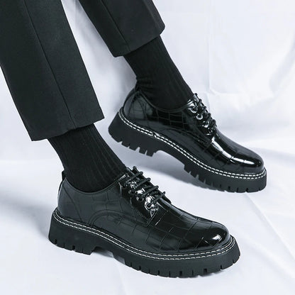 Fashion Thick Bottom Man Oxford Footwear Lace-Up Outdoor Male Shoes Fashion Casual Shoes Artificial Leather Mens Business Shoes