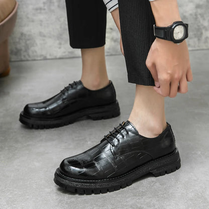 2024 Men's Thick soled Oxford Shoes Fashion Versatile Breathable Office Classic Business Luxury Designer Formal Crocodile Shoes