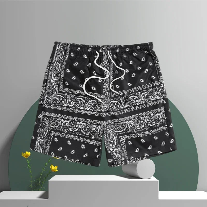 3D Printed Hawaiian Women's Quick Drying Sports Shorts  Casual Drawstring Waist Shorts Outdoor Men's Running Sports Shorts Moto