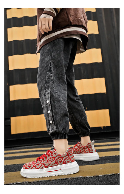 Sneakers Men New Fashion Prints Men's Platform Canvas Shoes Low Top Designer Casual Loafers Flat Vulcanized Shoes Men Footwear