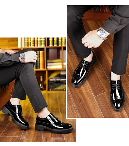 New Men Dress Shoes Elevator Shoes Genuine Leather Increase Business Lift Shoes Bright Upper For Man 8cm 10cm Heightening Shoes