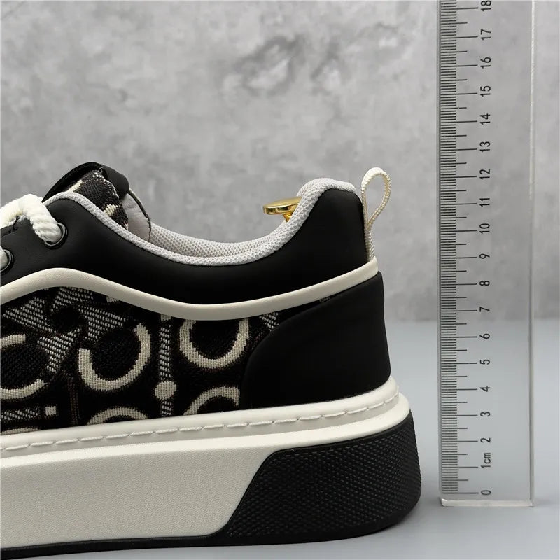 Luxury Designer Britain Men's Lace Up Color-blocked Thick Bottom Causal Board Shoes Flats Moccasins Male Walking Sneakers