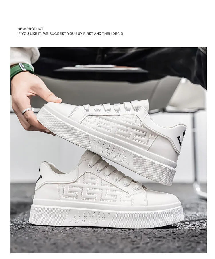 2025 Spring Autumn New Men's Shoes Breathable Comfortable White Shoes Men's Platform Sneakers Lace-up Casual Sports Shoes