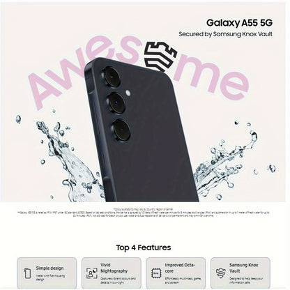 Samsung Galaxy A55 5G, 8 RAM 256 ROM, Dual Sim Android Smartphone, Unlocked, Awesome Navy