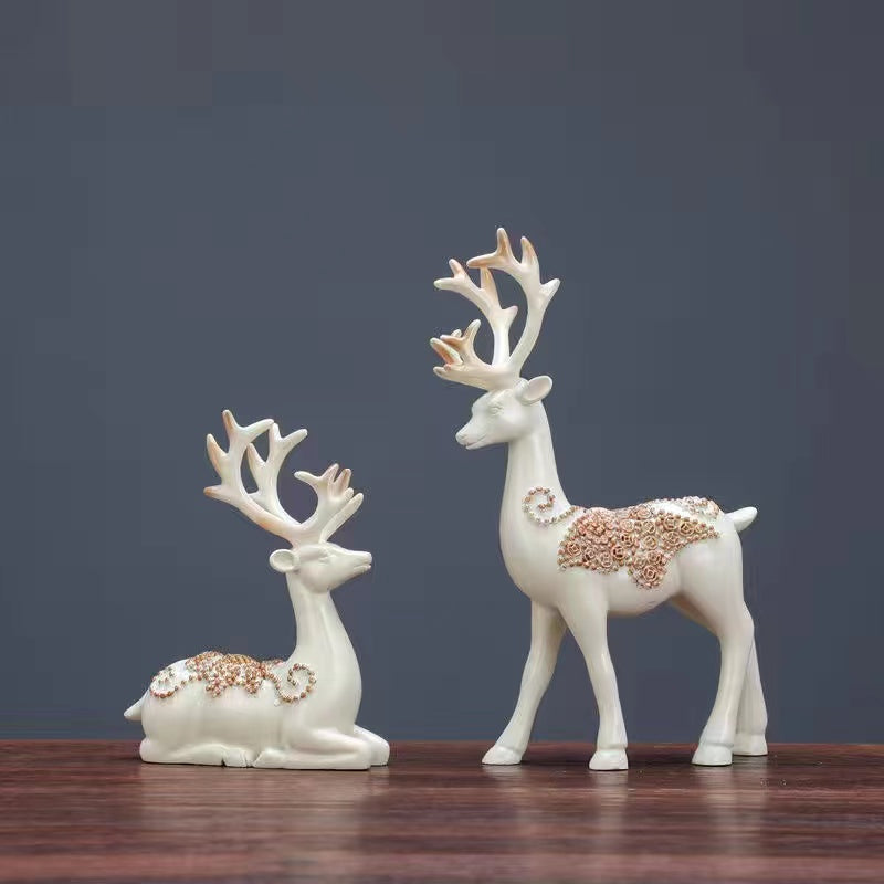 2pcs/set Elegant Deer Ornaments for Home Decor and Weddings - Ideal Housewarming and Living Room Gifts