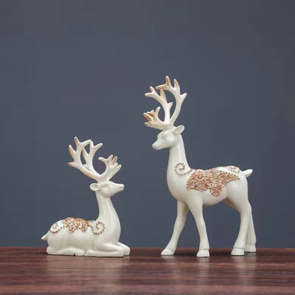2pcs/set Elegant Deer Ornaments for Home Decor and Weddings - Ideal Housewarming and Living Room Gifts
