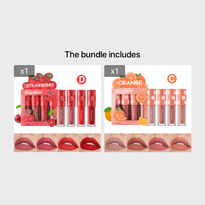 4 Pcs Strawberry Matte Lipstick Set - Lip Stains with Waterproof, Non-Stick, Velvety Finish and Long-Lasting Lip Glaze - Perfect Valentine's Day Gifts for Women with Lip Care Benefits