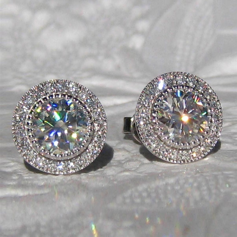 Luxurious Genuine Brilliance Micro Paved White Cubic Zirconia Stud Earrings for Women - Sparkling Engagement Statement Jewelry, Nickel-Free Copper Backing, Ideal for Weddings and Formal Events, Wedding Earrings | Sparkling Ea