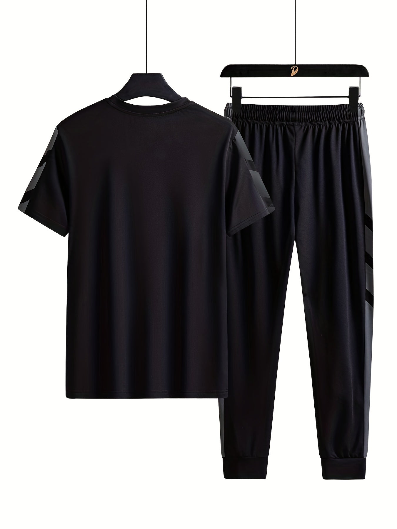 Classic Men's 2 Pieces Outfits, Short Sleeve T-Shirt And Drawstring Trousers Set