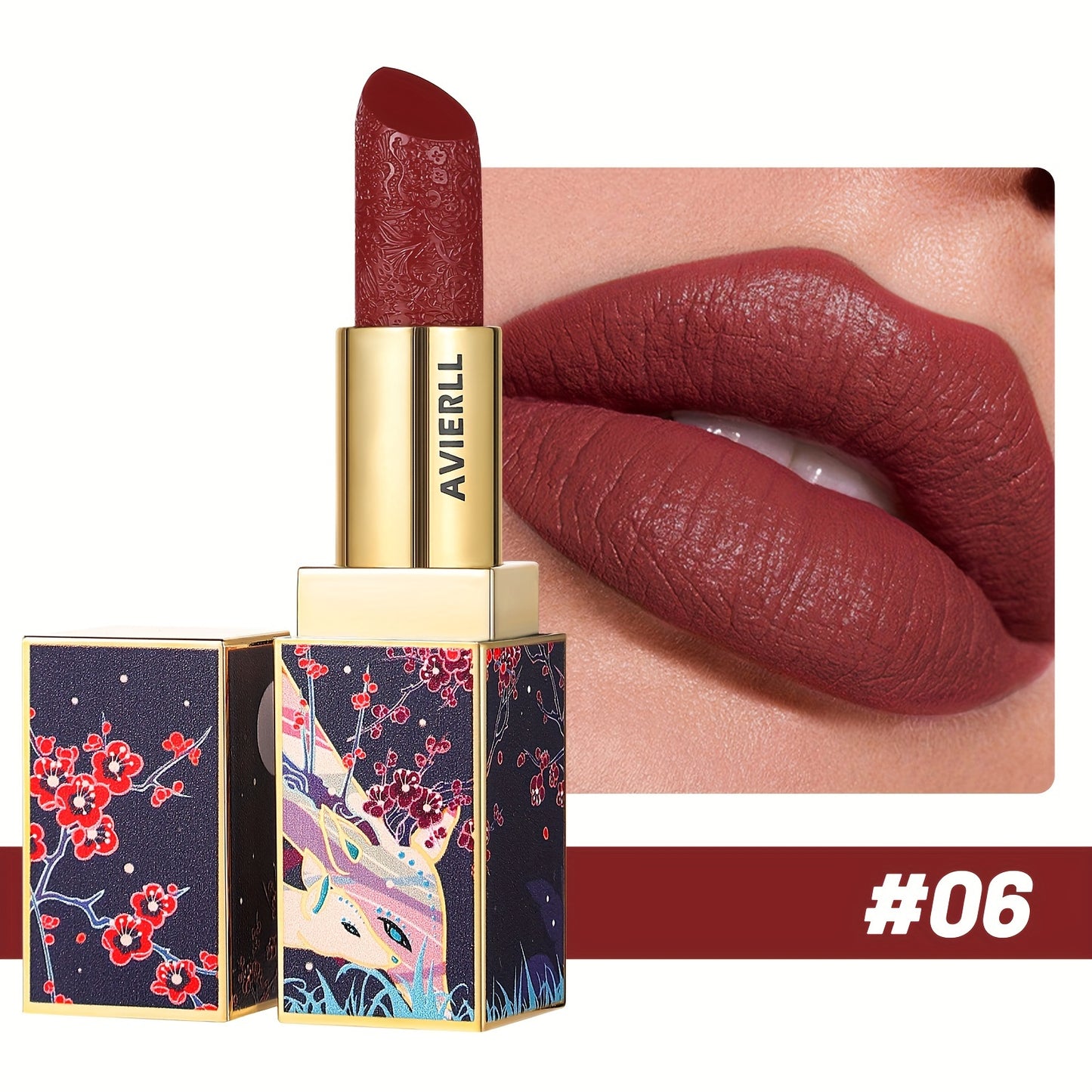 Enchanting Luxurious Matte Velvet Lip Collection - Hydrating, Long-Lasting, Seamless Finish - A Fashionable Chinese Traditional Printed Gift for Women, Perfect for Valentines Day & Lunar New Year Celebrations