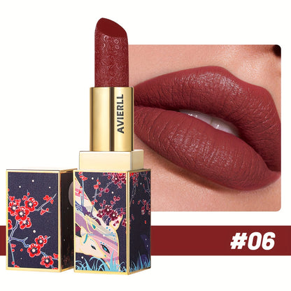 Enchanting Luxurious Matte Velvet Lip Collection - Hydrating, Long-Lasting, Seamless Finish - A Fashionable Chinese Traditional Printed Gift for Women, Perfect for Valentines Day & Lunar New Year Celebrations