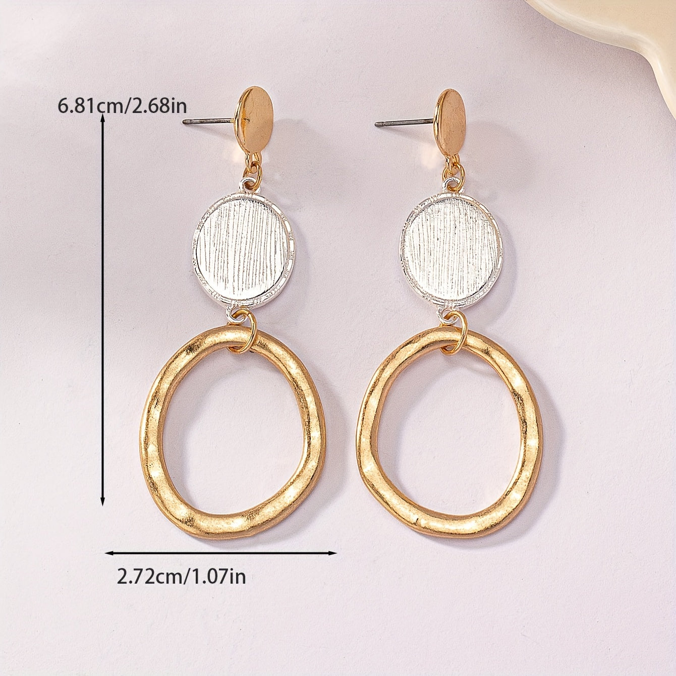Hollow Circle Pendant Elegant Dangle Earrings Zinc Alloy Silver Plated Jewelry Exquisite Female Gift