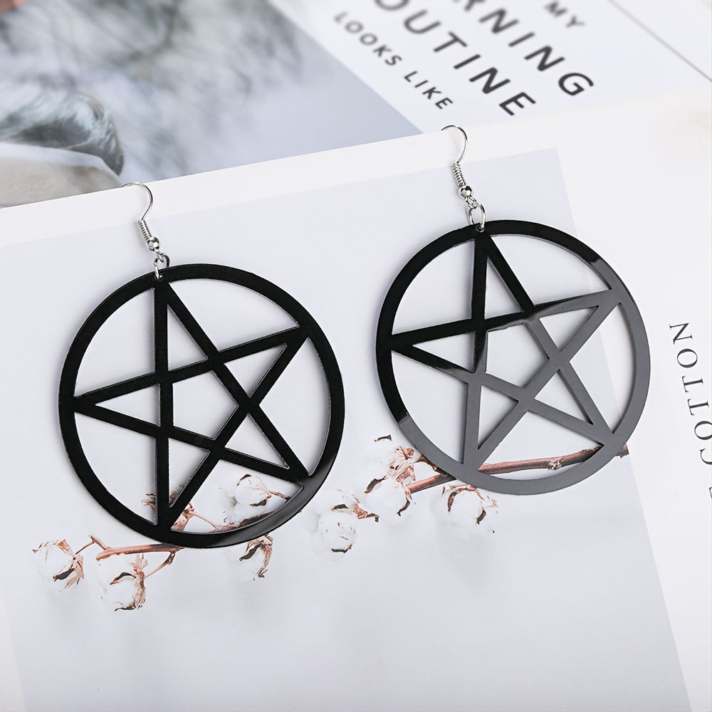 Elegant Star Pendant Hoop Earrings for Women - Chic Resin Circle Design, Fashionable Accessory, Novelty Earrings