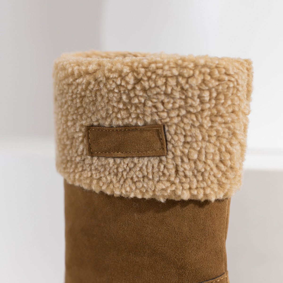 Mid Calf Snow Boots for Women - Stacked Block Heel, Plush Round Toe, Thermal Insulation, Slip-On Design, Solid Color, Winter Warmth and Comfort Shoes