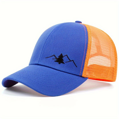[Breathable Mesh Trucker Hat Outdoor] Trendy Embroidered Trucker Hat, Breathable Mesh Baseball Cap for Outdoor & Skateboarding, Business Business Style