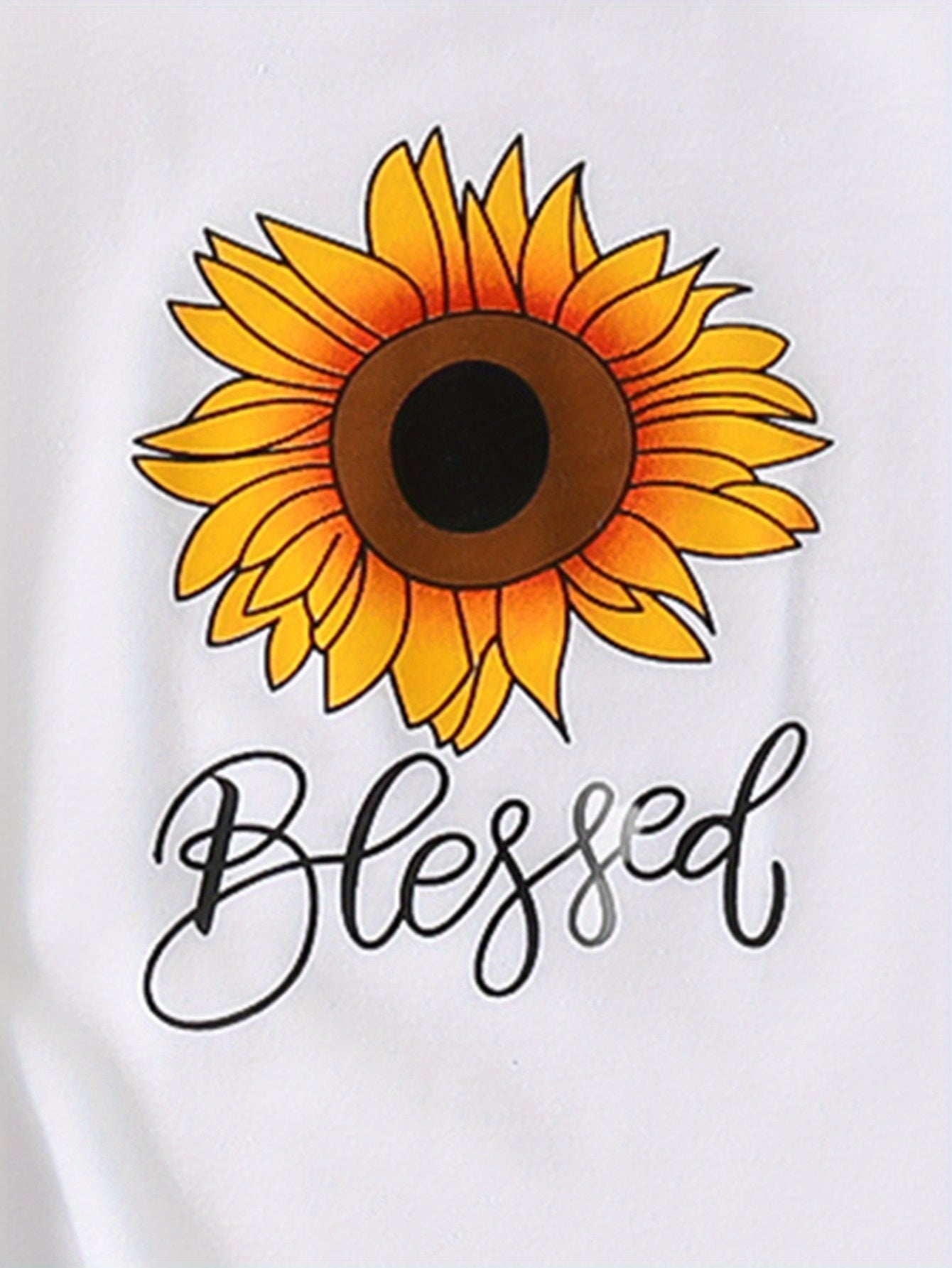 2pcs Comfy Girls Casual Short Sleeve T-shirt & Denim Shorts Set, Sunflower And Letter Graphic Print Summer Kids Outdoor Clothing