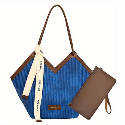 Large-Capacity Faux Leather Tote Bag - Stylish Zipper Closure, Fixed Shoulder Straps, Simple and Spacious Design for Work, Daily Use, and Travel - Durable, Easy-to-Clean, and Trendy Accessory