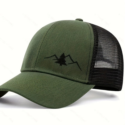 [Breathable Mesh Trucker Hat Outdoor] Trendy Embroidered Trucker Hat, Breathable Mesh Baseball Cap for Outdoor & Skateboarding, Business Business Style