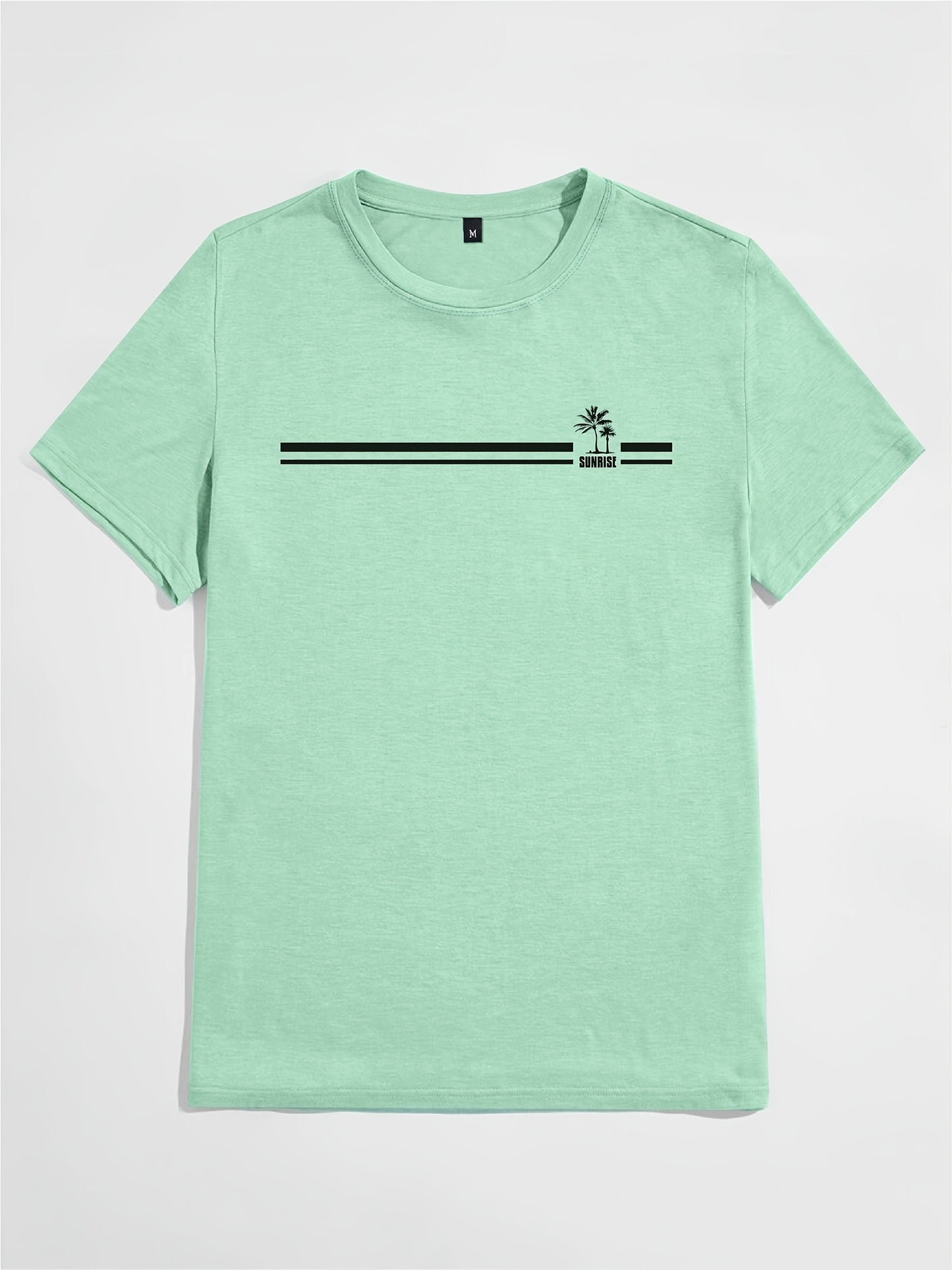 Men's Coconut Tree Sunrise Graphic T-Shirt - Comfortable Short Sleeve Casual Tee for Summer