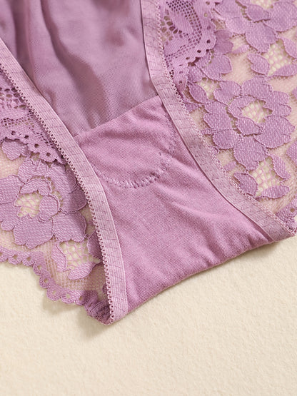 Romantic Lace Embroidery Lingerie Set - Soft & Breathable Push-Up Bra with Sheer Panty - Perfect Seductive Valentines Gift for Her - Womens Comfortable Intimate Wear
