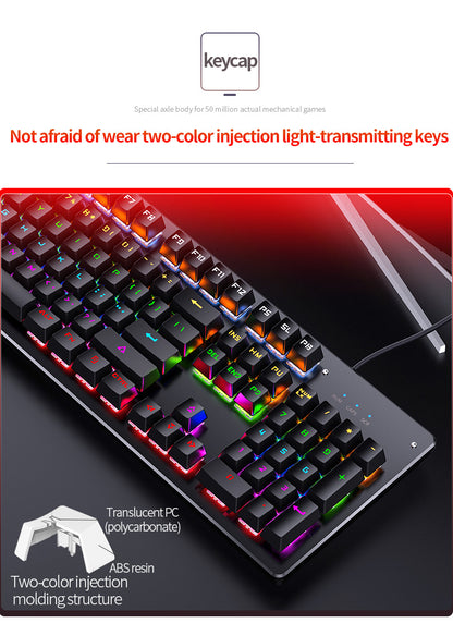 YinDiao Caller Mechanical Keyboard 104 Keys Green Axis Backlit Office E-sports Game Keyboard Wired USB Desktop Computer Notebook Universal