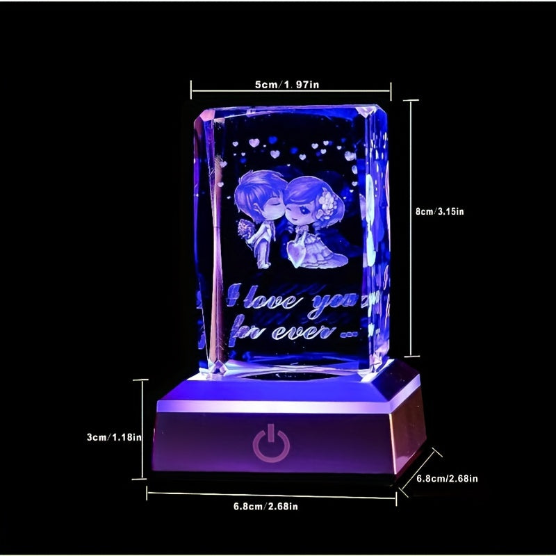 1pc Exquisite 3D Heart-Shaped Rose Crystal LED Night Light Statue - Romantic Ambiance, Soft Glow, Long-Lasting Battery Life - Perfect Birthday, Anniversary, Long-Distance Friendship Gift for Lover, Wife, Girlfriend, Boyfriend