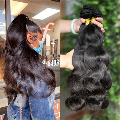 10A Brazilian Body Wave Hair Extensions - 3-Pack Human Remy Hair Bundles, Naturally Lustrous & Tangle-Free, Premium Quality for Women, 10-32 Inch Lengths