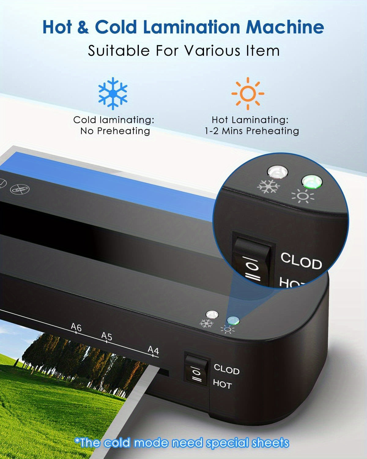 High Quality A4 Cold Hot Laminator Machine For School Office Home Suitable For U