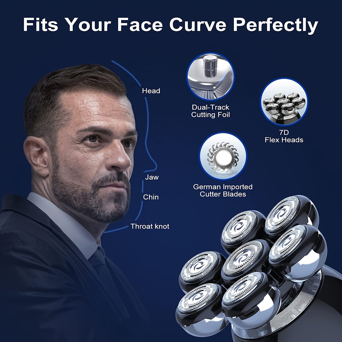 [Electric Head Shaver] 5-in-1 7D Electric Head Shavers for Bald Men, Cordless and Rechargeable, Modern Design Electric Men's Grooming Kit