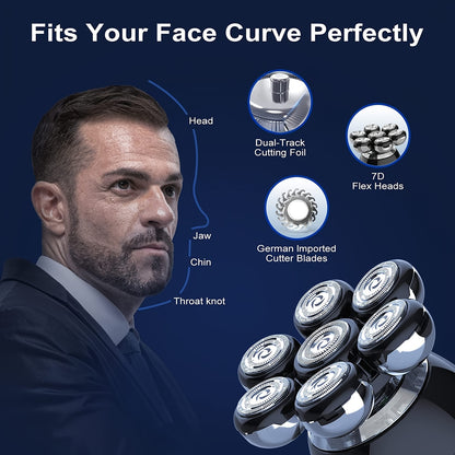 [Electric Head Shaver] 5-in-1 7D Electric Head Shavers for Bald Men, Cordless and Rechargeable, Modern Design Electric Men's Grooming Kit