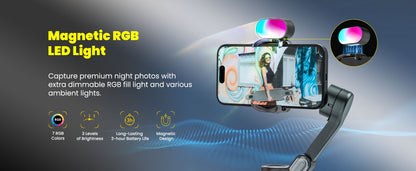 Smart X Pro Combo1 Gimbal Stabilizer - 3-Axis Professional Smartphone Stabilizer with RGB Fill Light, Extension Rod, OLED Display, Wireless Charging for iPhone 15/14/13 Pro Max, Galaxy S22, and More - Perfect for Smooth Video